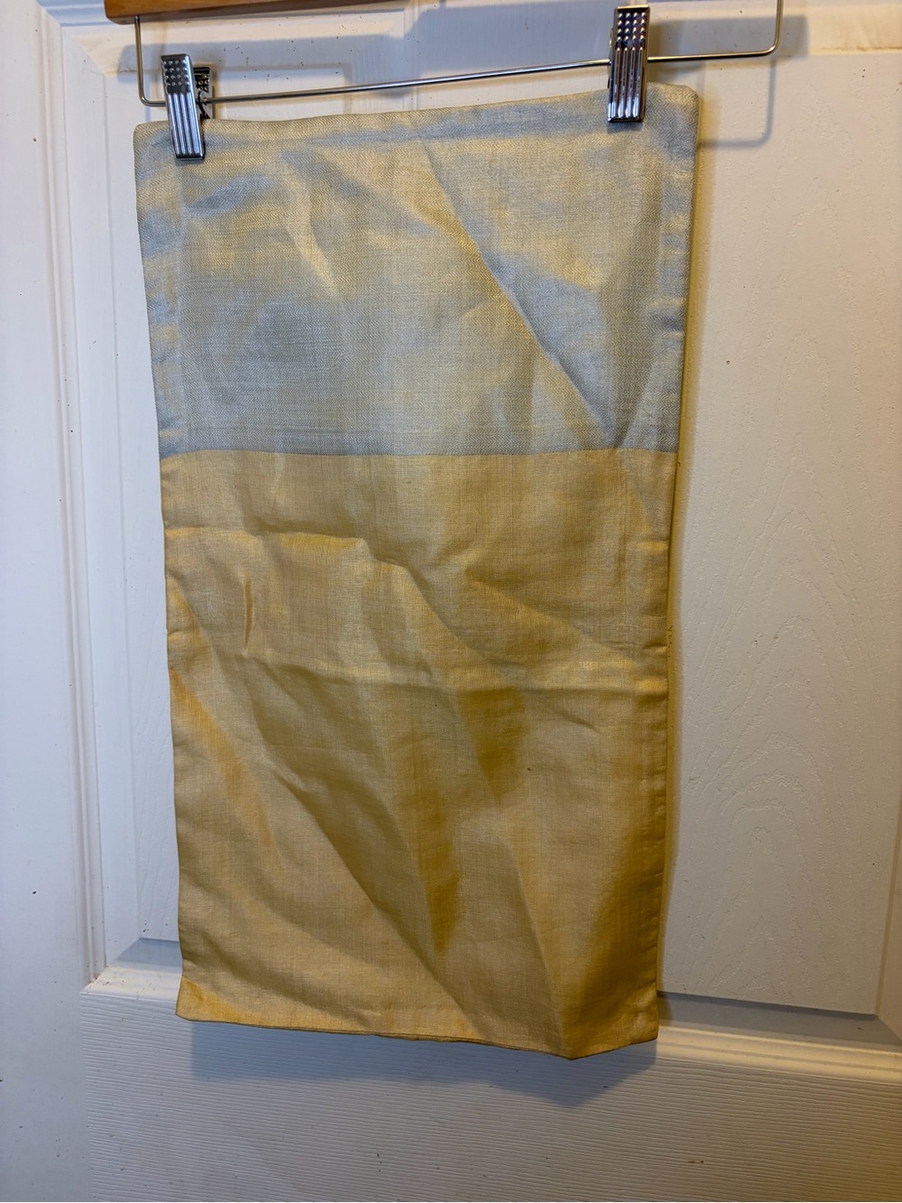 West Elm Color Block 100% Silk Yellow and Cream Pillow Sham 12x21